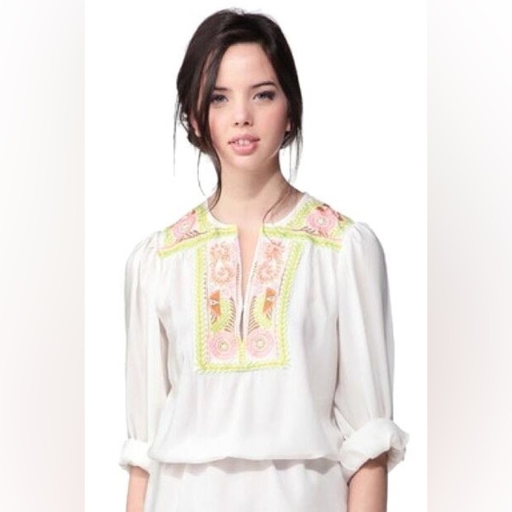 Anthropologie Antik Batik Embroidered Mimi Blouse Size Small